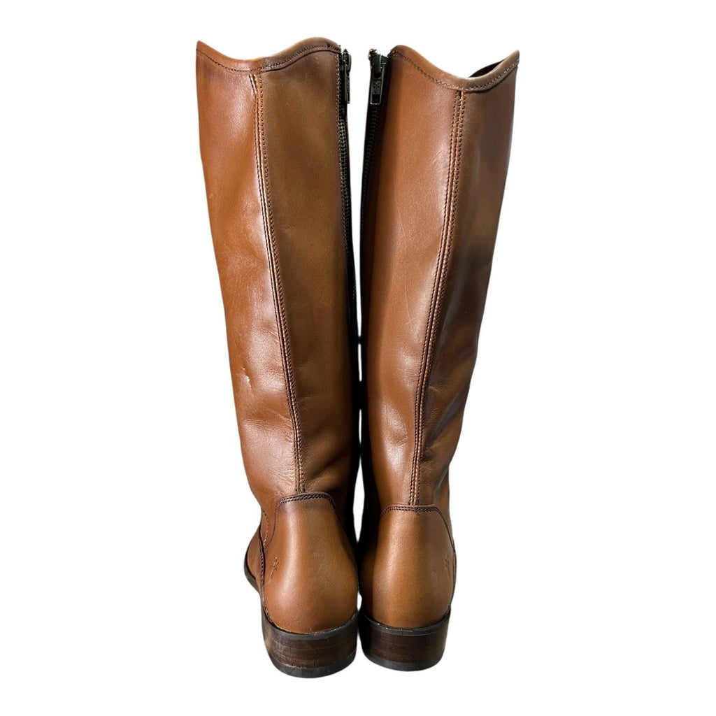 Frye Women's Marissa Medallion Leather Inside Zip Tall Boots in Cognac Womens 5