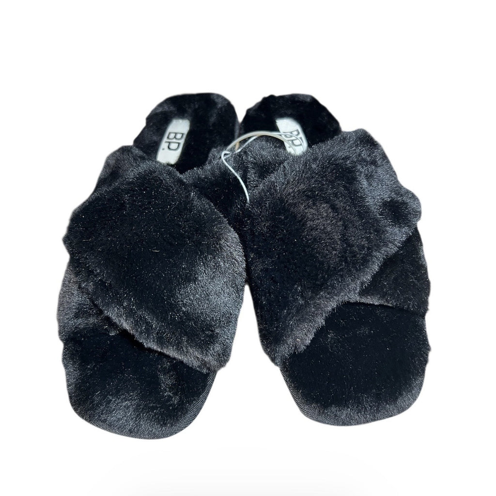 BP Faux Fur Black Slippers New Size S