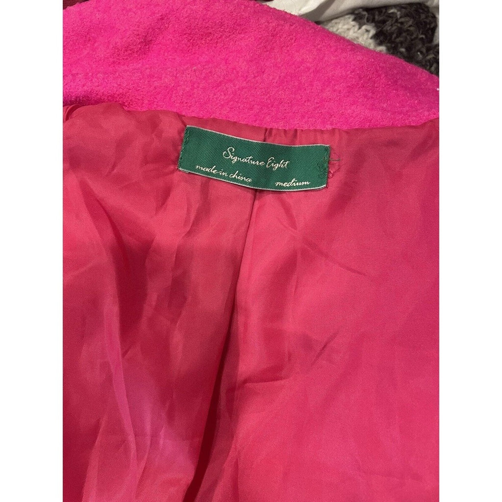 Signature Eight Wool Blend Hot Pink Moto Fashion Jacke‎ Women's Size M