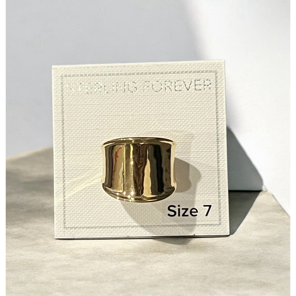 Sterling Forever ring features a bold, gold-plated wide band Size 7 New