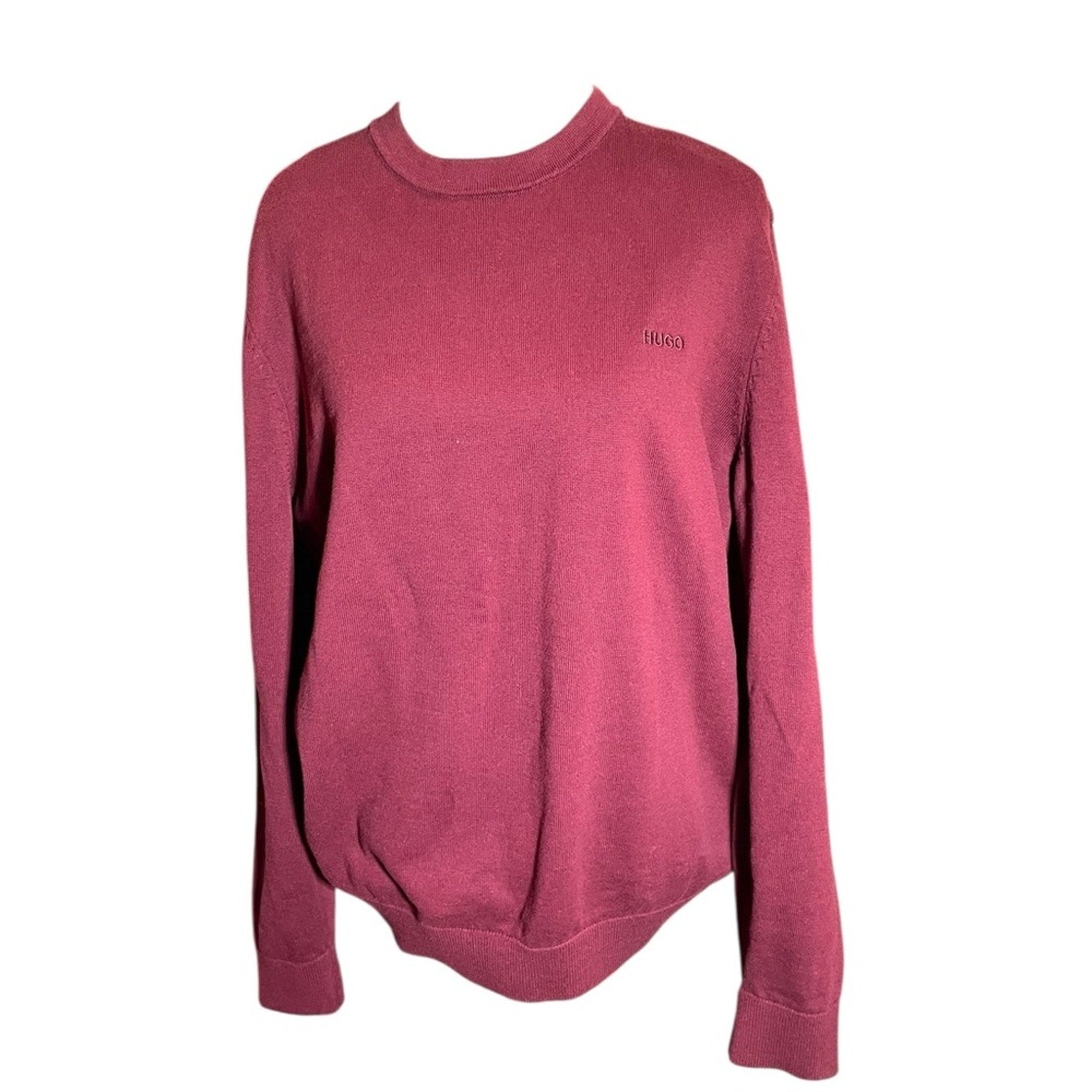Hugo Boss 100% Baum Wolle Maroon Knit Sweater size XL