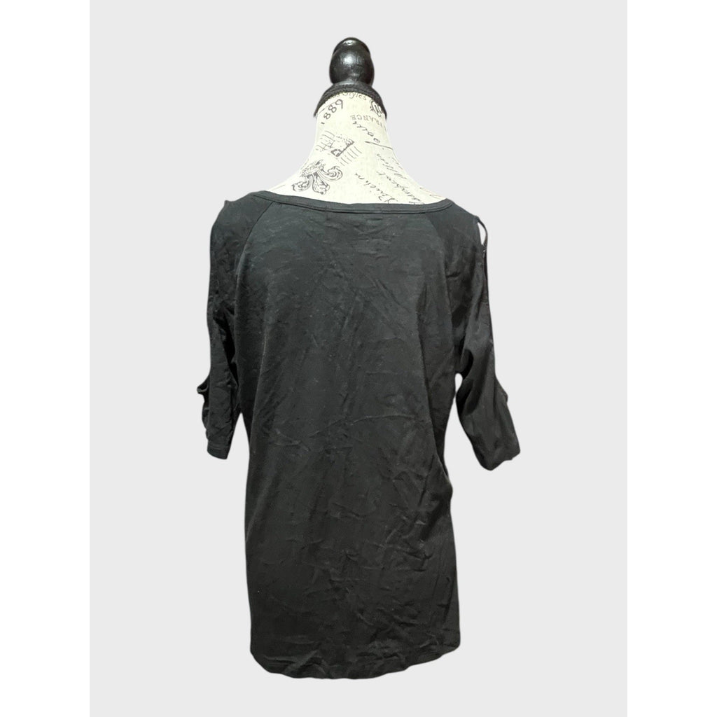 Sanctuary Black Cold Shoulder Tee Shirt Women’s Size XL NEW