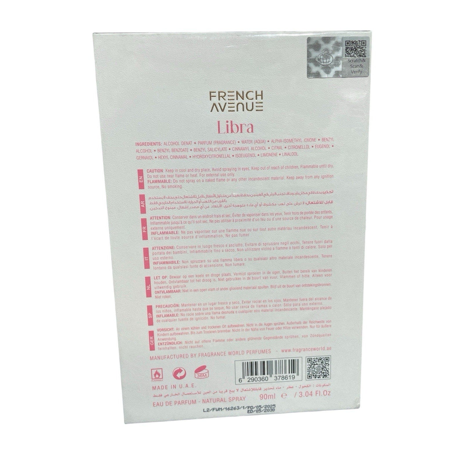French Avenue Libra Eau De Parfum 90 Ml New In Sealed Box