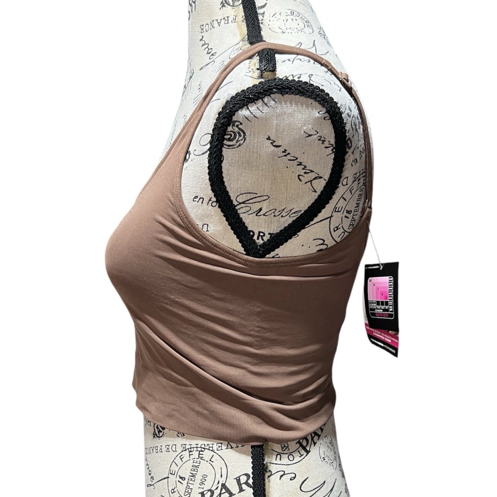 Maiden Form Brown Cropper Tank Top With Built In Bra NWT