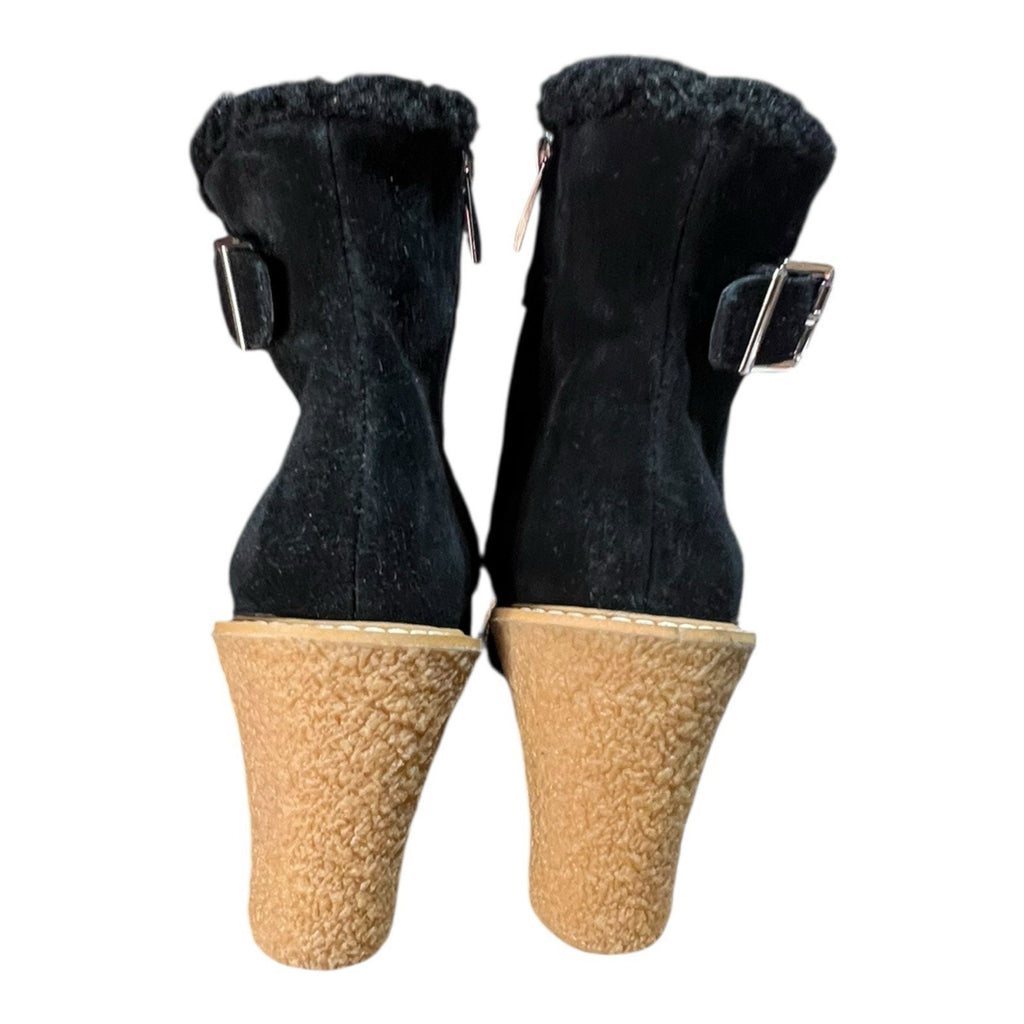 Franco Sarto Ulayna suede wedge ankle boots with a faux fur Size 8.5