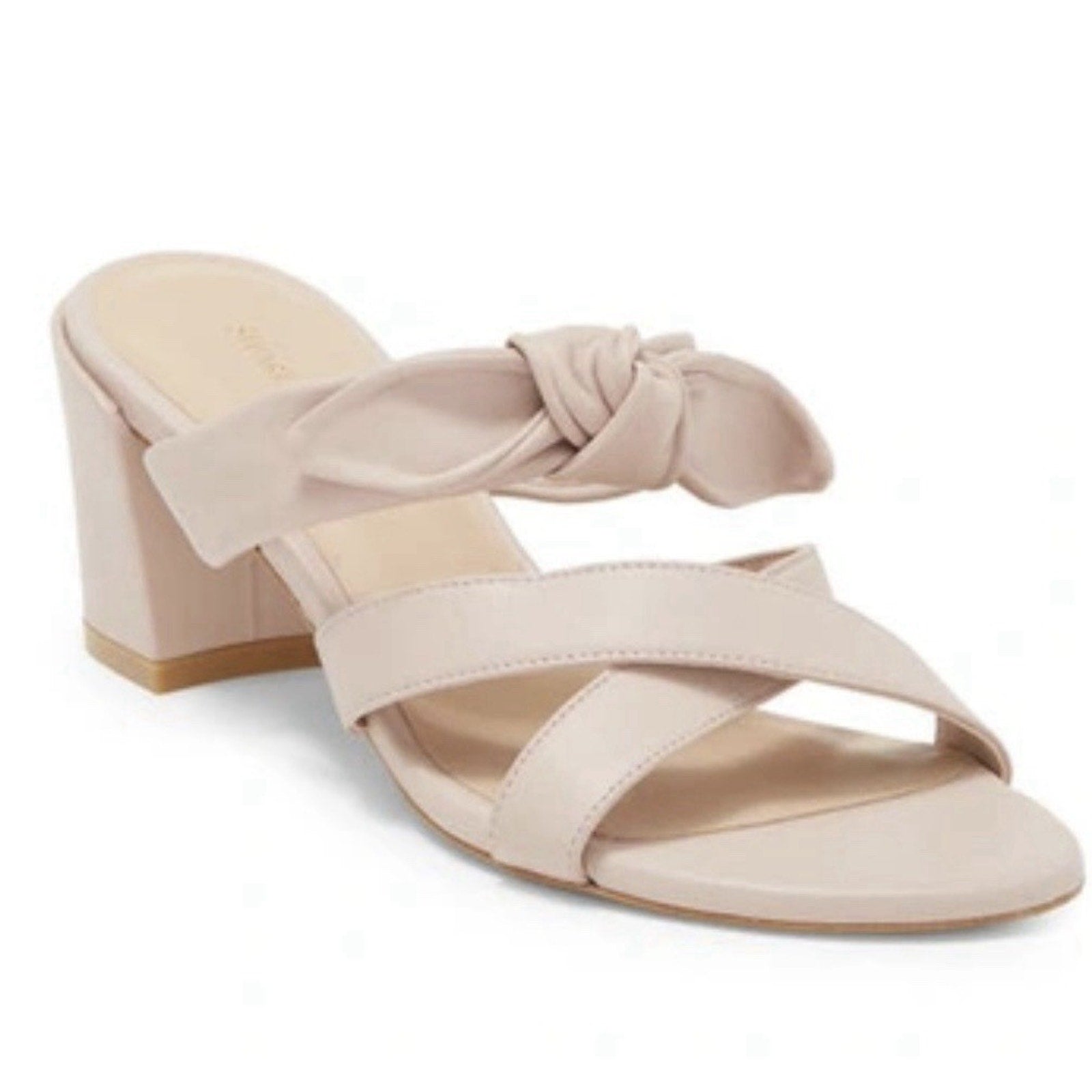 Stuart Weitzman Criss Cross Bow Knot Block Heel Sandals in a pinkish Size 8.5