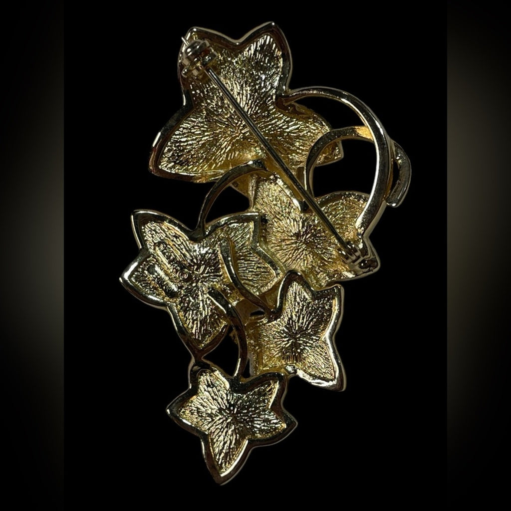 Christian Dior Germany 1965 Gold Plated 5 Leaf Brooch W/COA