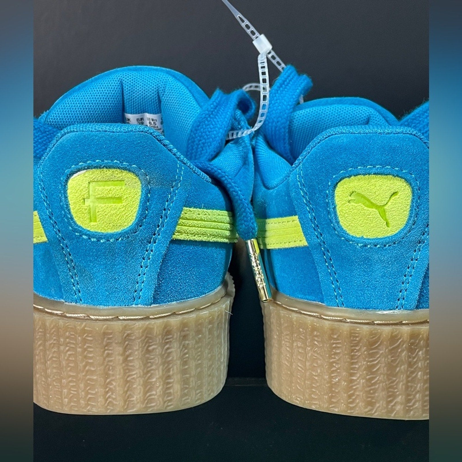 Fenty Puma Blue and Yellow Suede Sneakers womens 6.5 or EU 37