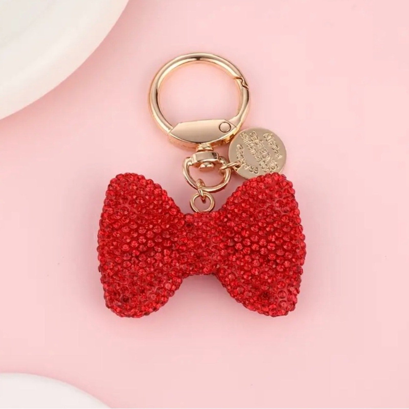 Red Glitter Bow Keychain