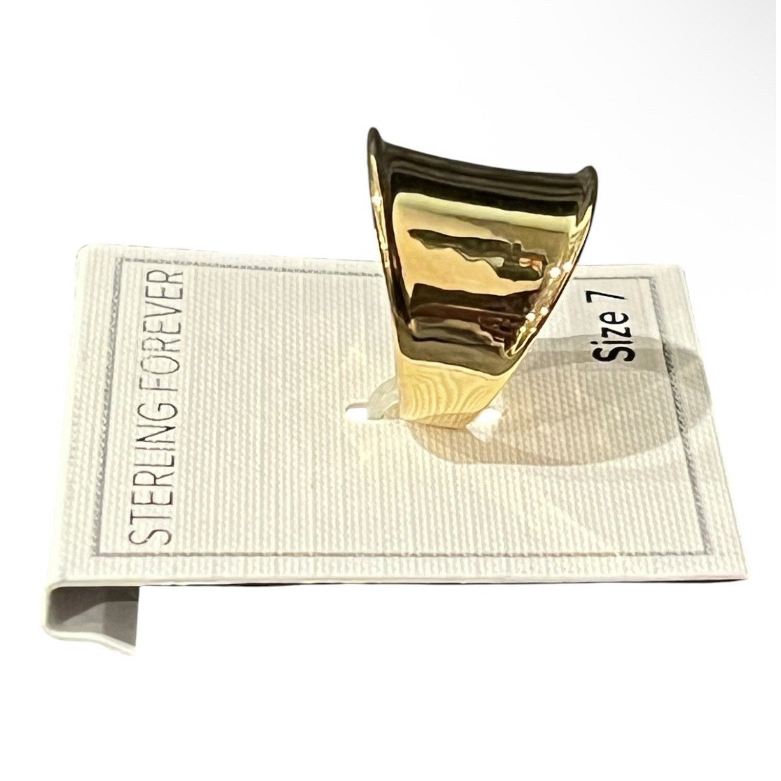 Sterling Forever ring features a bold, gold-plated wide band Size 7 New