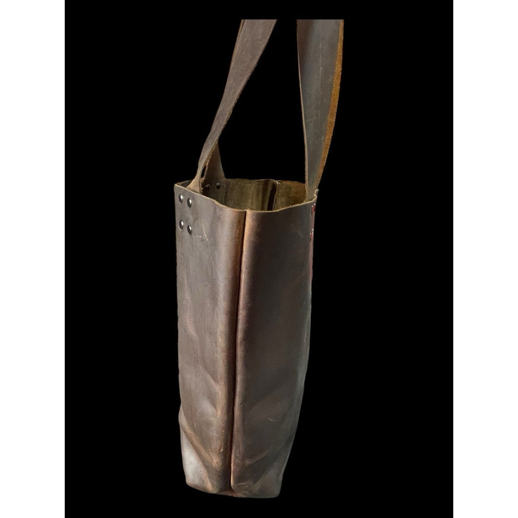 Chocolate Brown Full Grain Leather Tote Bag