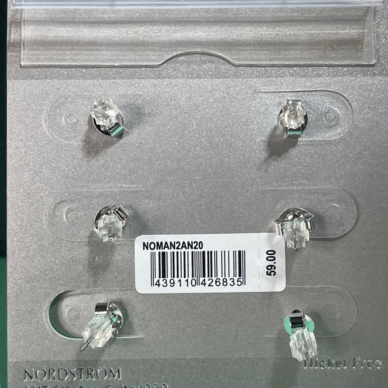 Nordstrom Silver Crystal Stud Earrings Set $59 MSRP nickle free CZ stone
