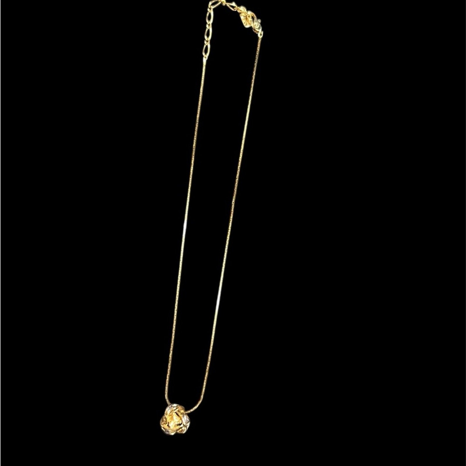 Yves Saint Laurent Gold tone Crystal Knot 18 in Necklace