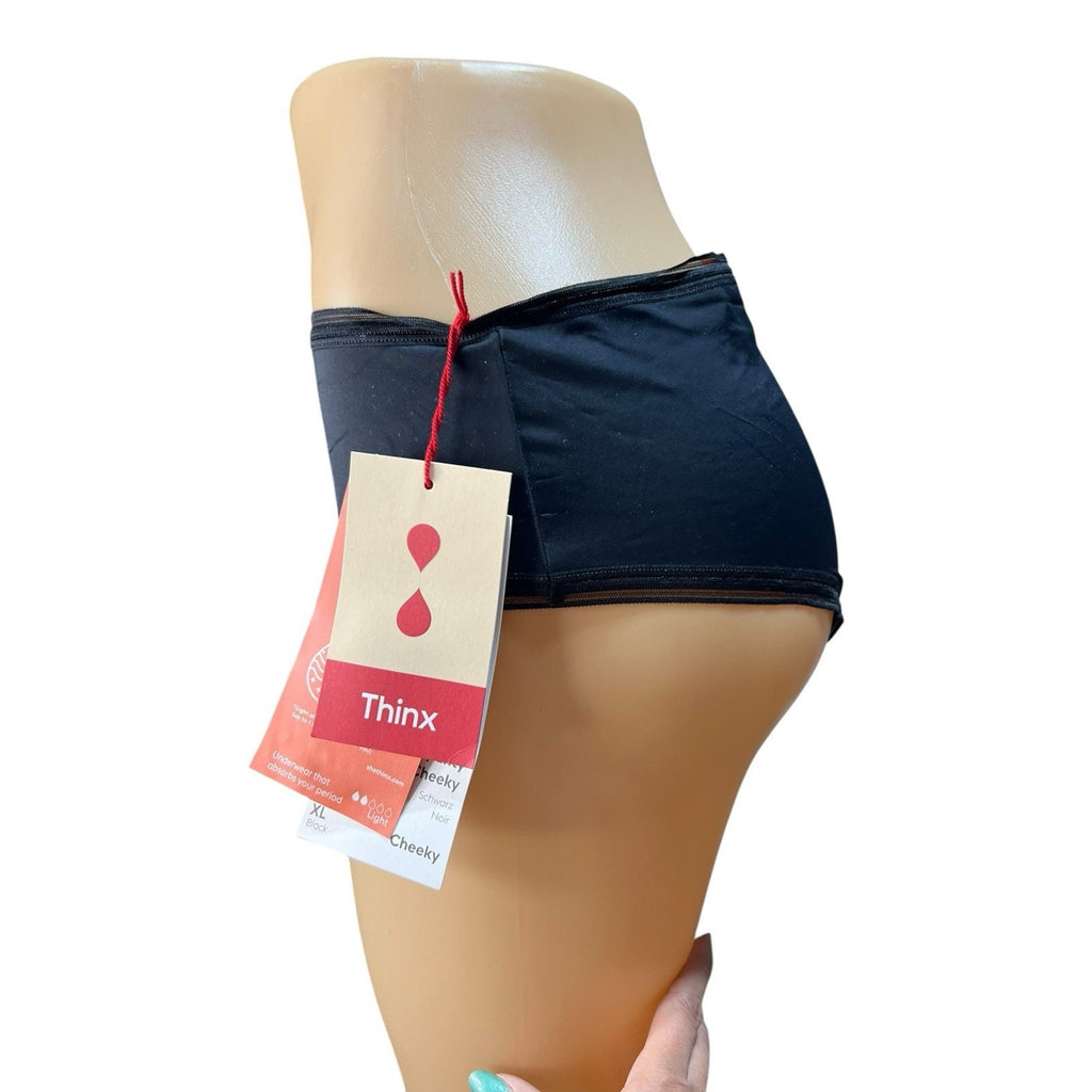Thinx Cheeky Period Light Absorbency Underwear in Black Size XL