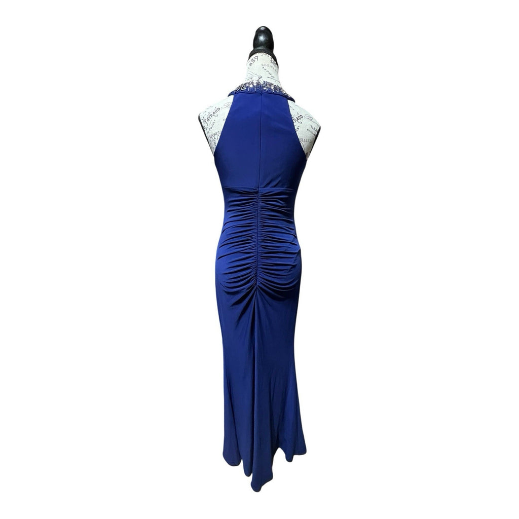 XSCAPE Royal Blue Body Contour Beaded Maxi Dress Size 2