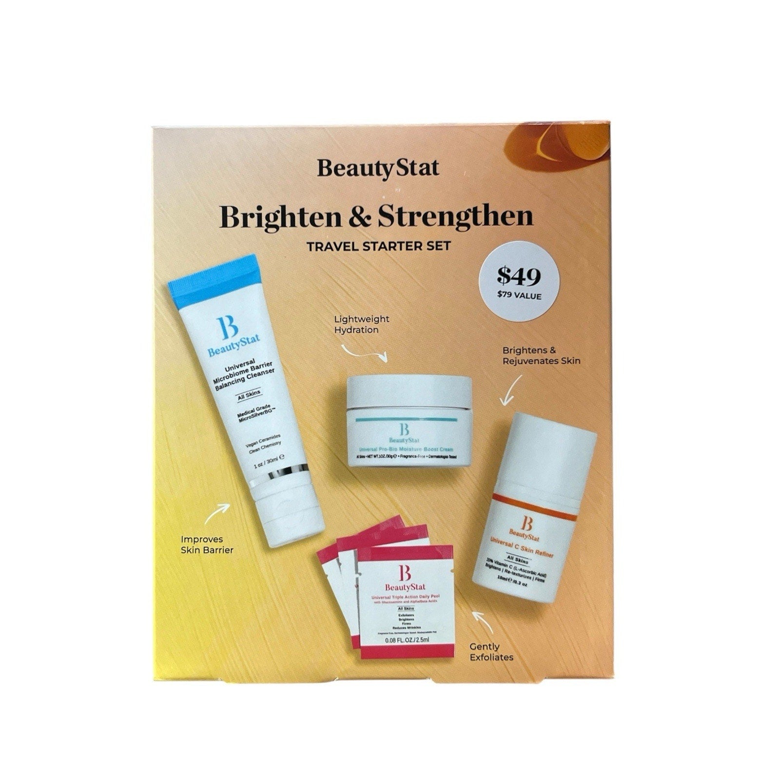 Beauty Stat Brighten And Strengthen Travel Starter Set New