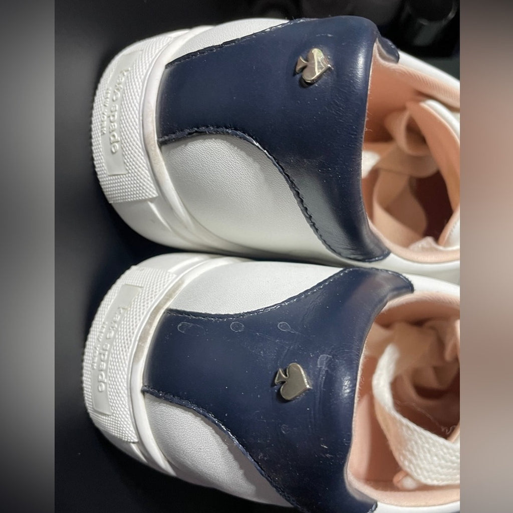 Kate Spade Alana White and Navy Blue Women’s Sneakers NWOB SZ 10 B