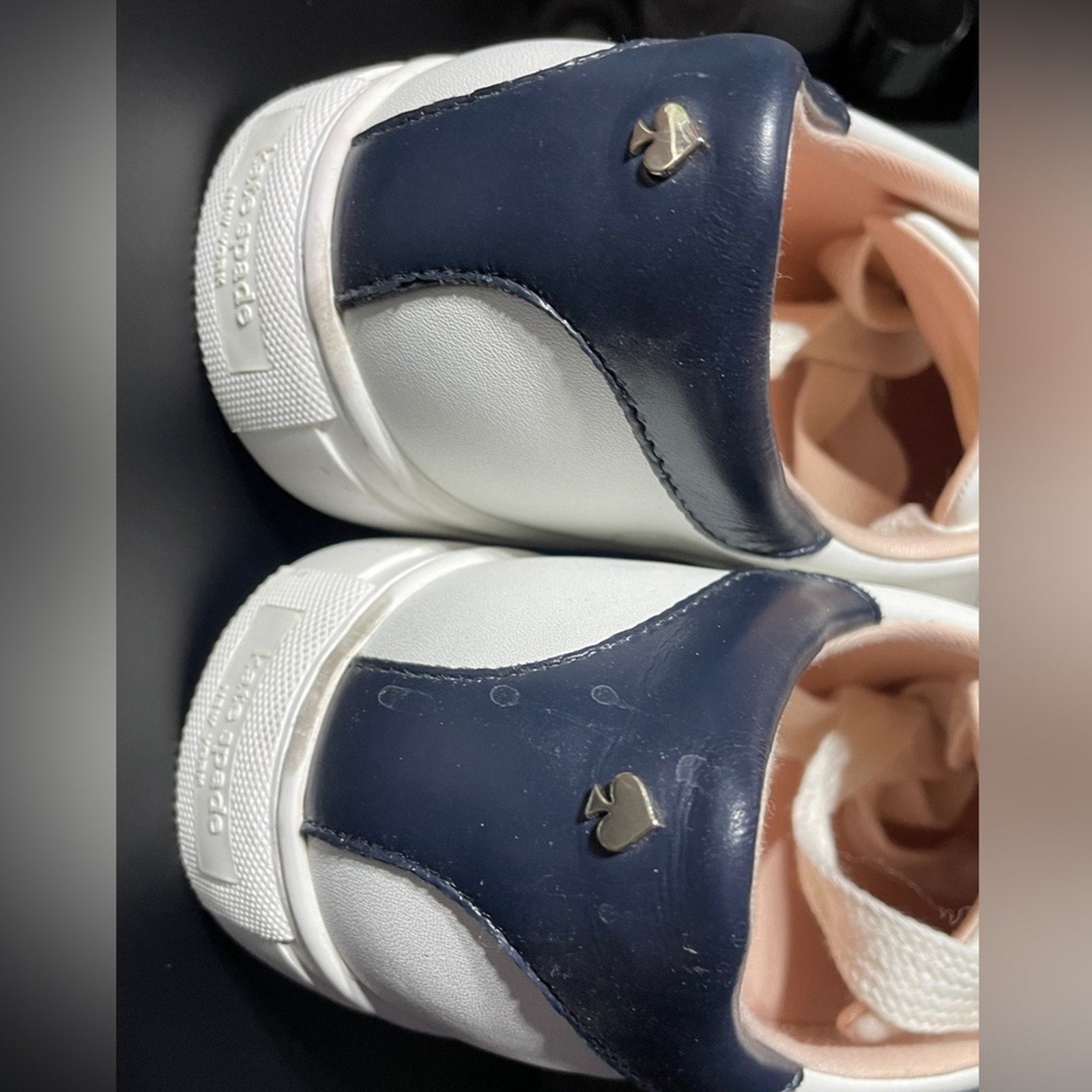 Kate Spade Alana White and Navy Blue Women’s Sneakers NWOB SZ 10 B