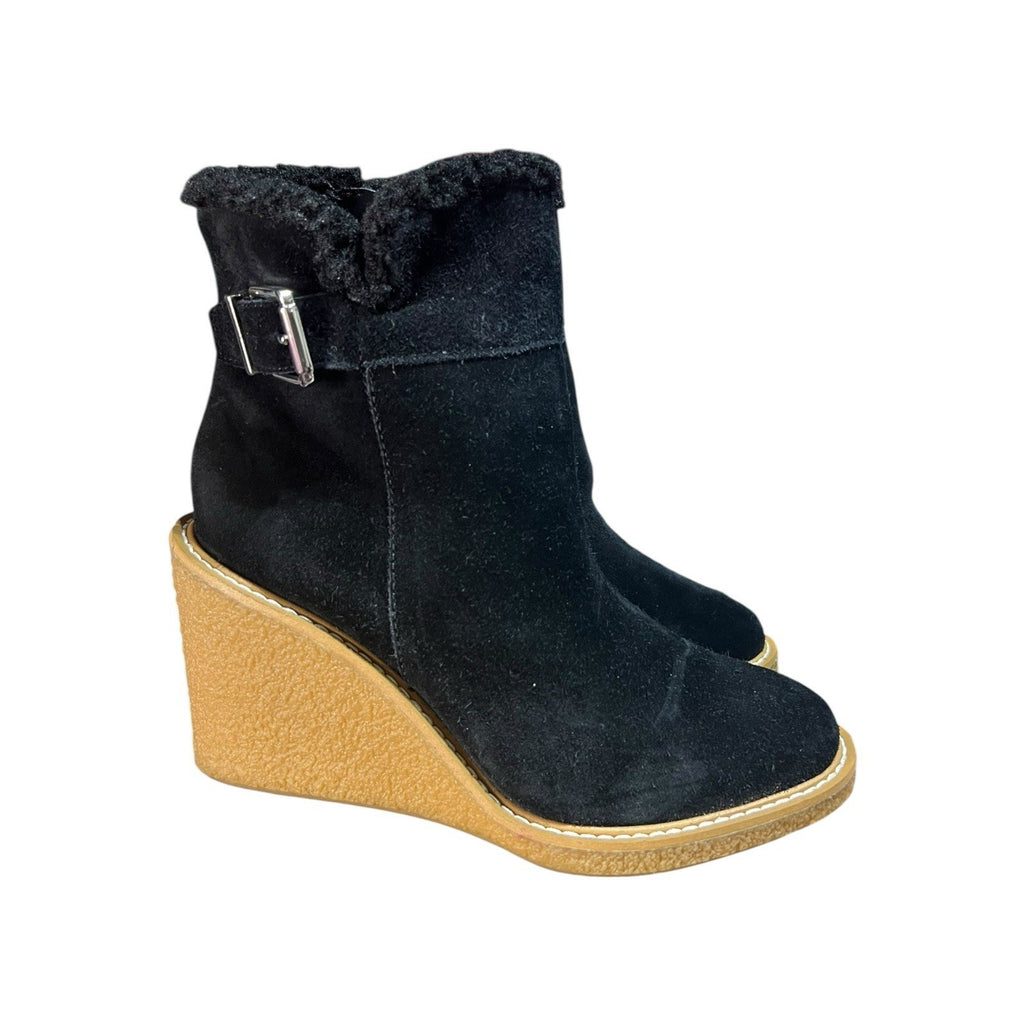 Franco Sarto Ulayna suede wedge ankle boots with a faux fur Size 8.5