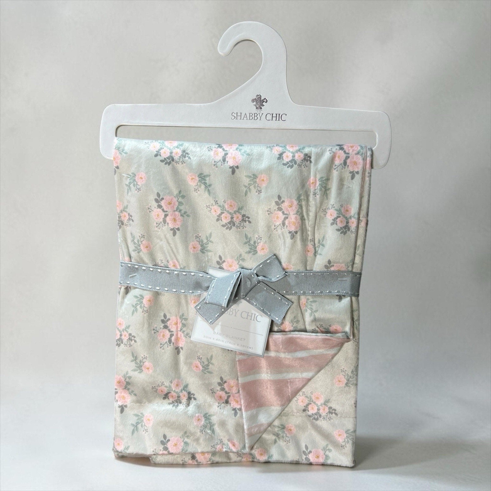 Shabby Chic Extra Soft 30 X 40 In Baby Blanket With Pink Floral And Stripes NWT