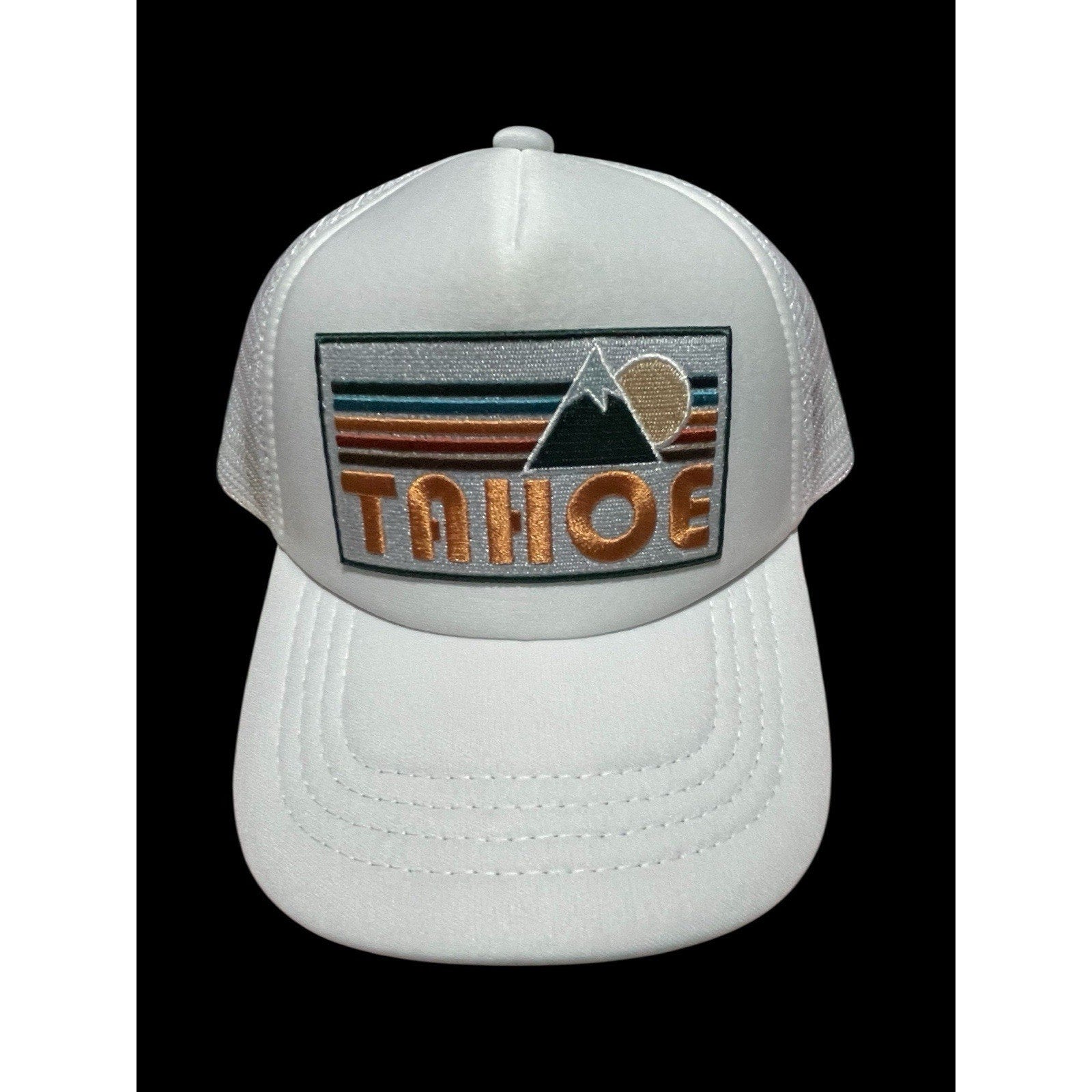 Lake Tahoe White Mesh Snapback Hat New