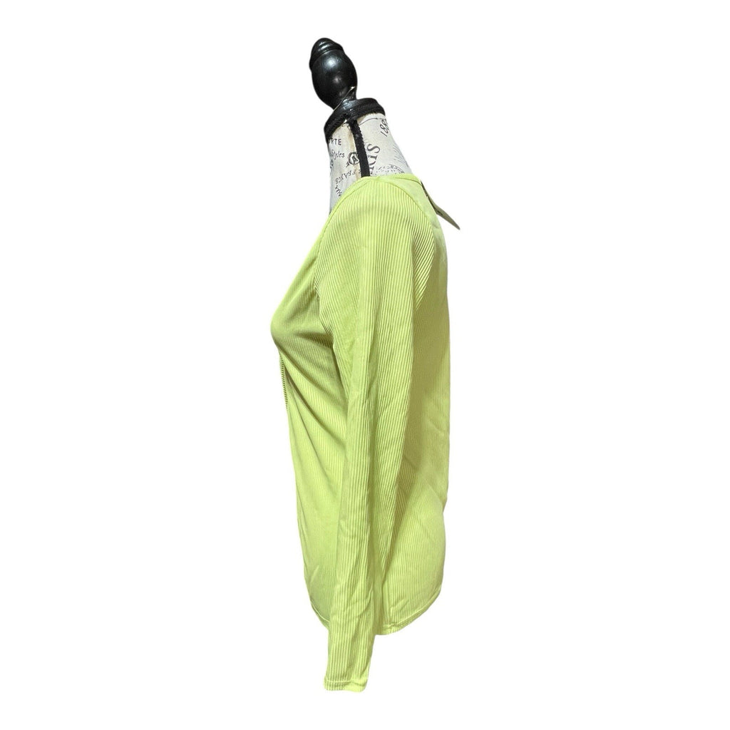 ASOS Designe Green Button Front Long Sleeve Ribbed Shirt Size 8