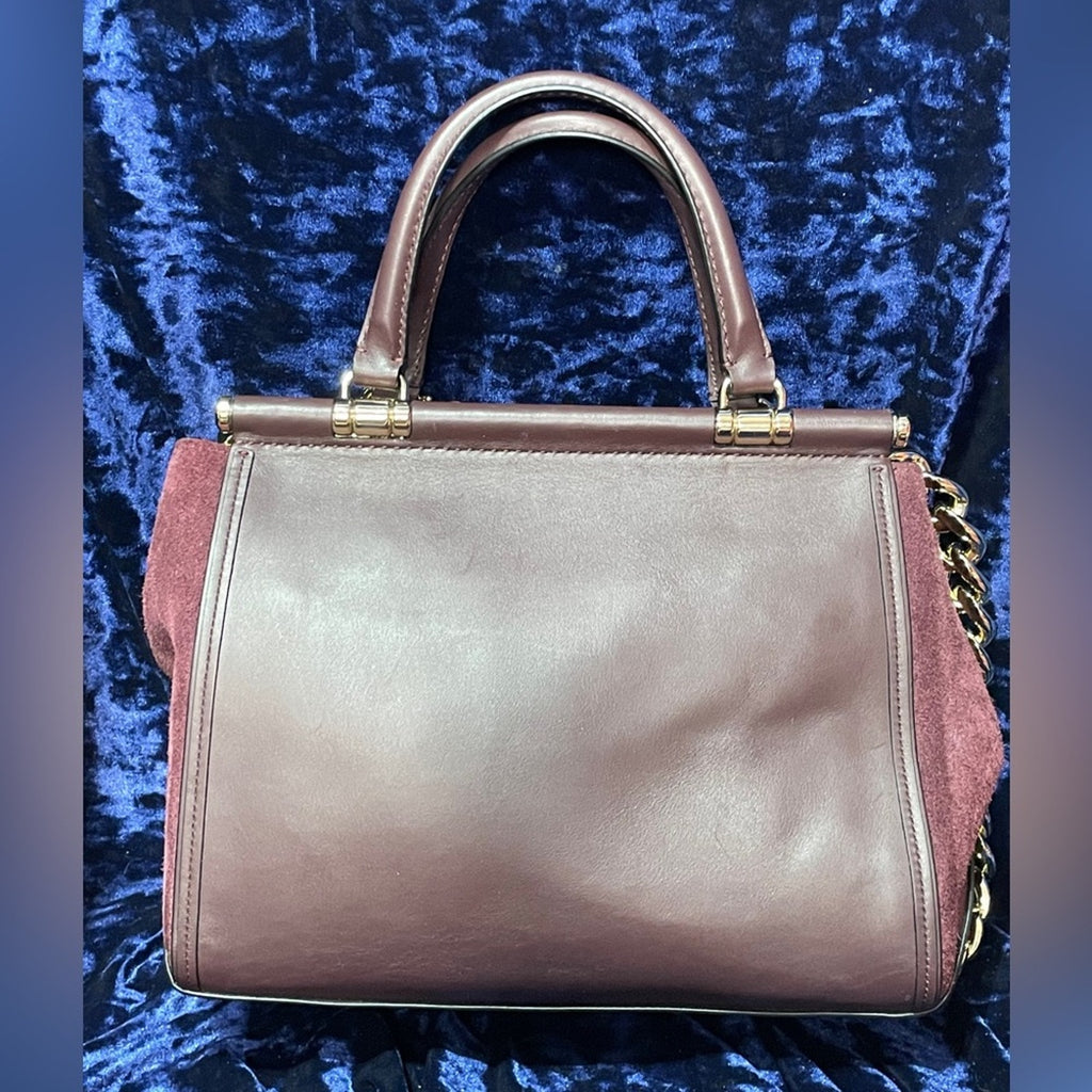 Coach Drifter Burgundy Leather Hand Bag with Gold Chain Pre Owned