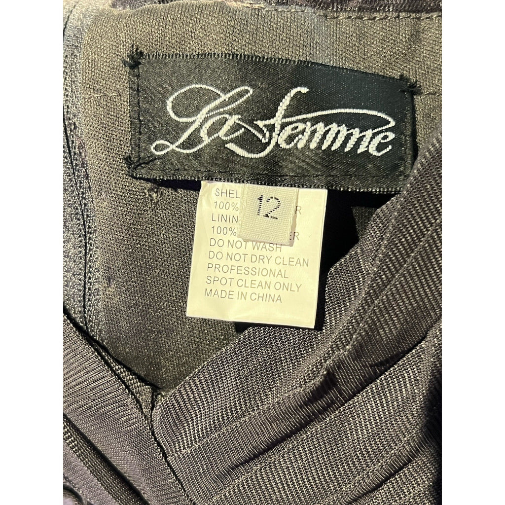 La Femme Jersey Gown with Knot Detail and Lace Sleeves New Size 12 $515 MSRP