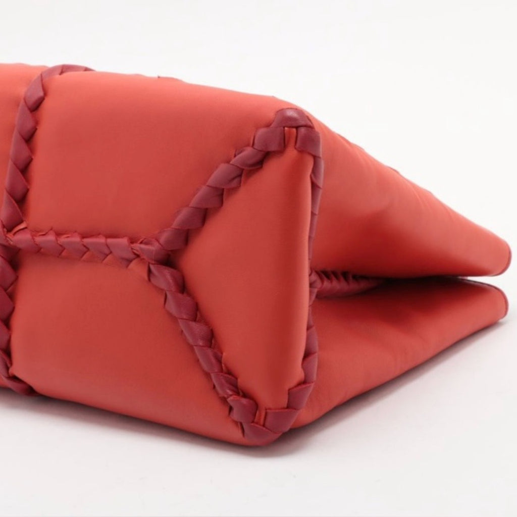 Bottega Veneta Orange and Maroon Woven Leather crossbody Bag Pre Owned