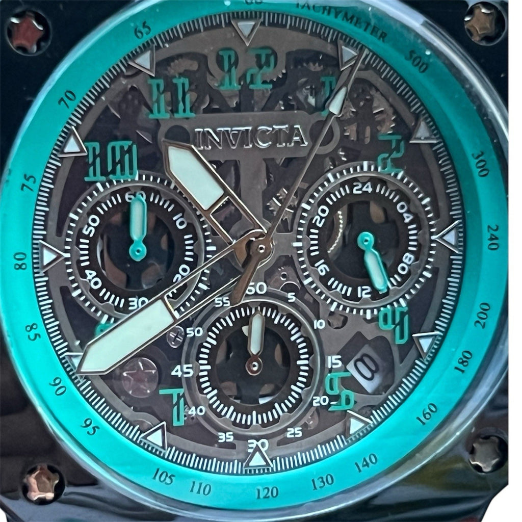 Invicta Racing model 69687 wristwatch Teal Silicone Band And Black Face 40 MM