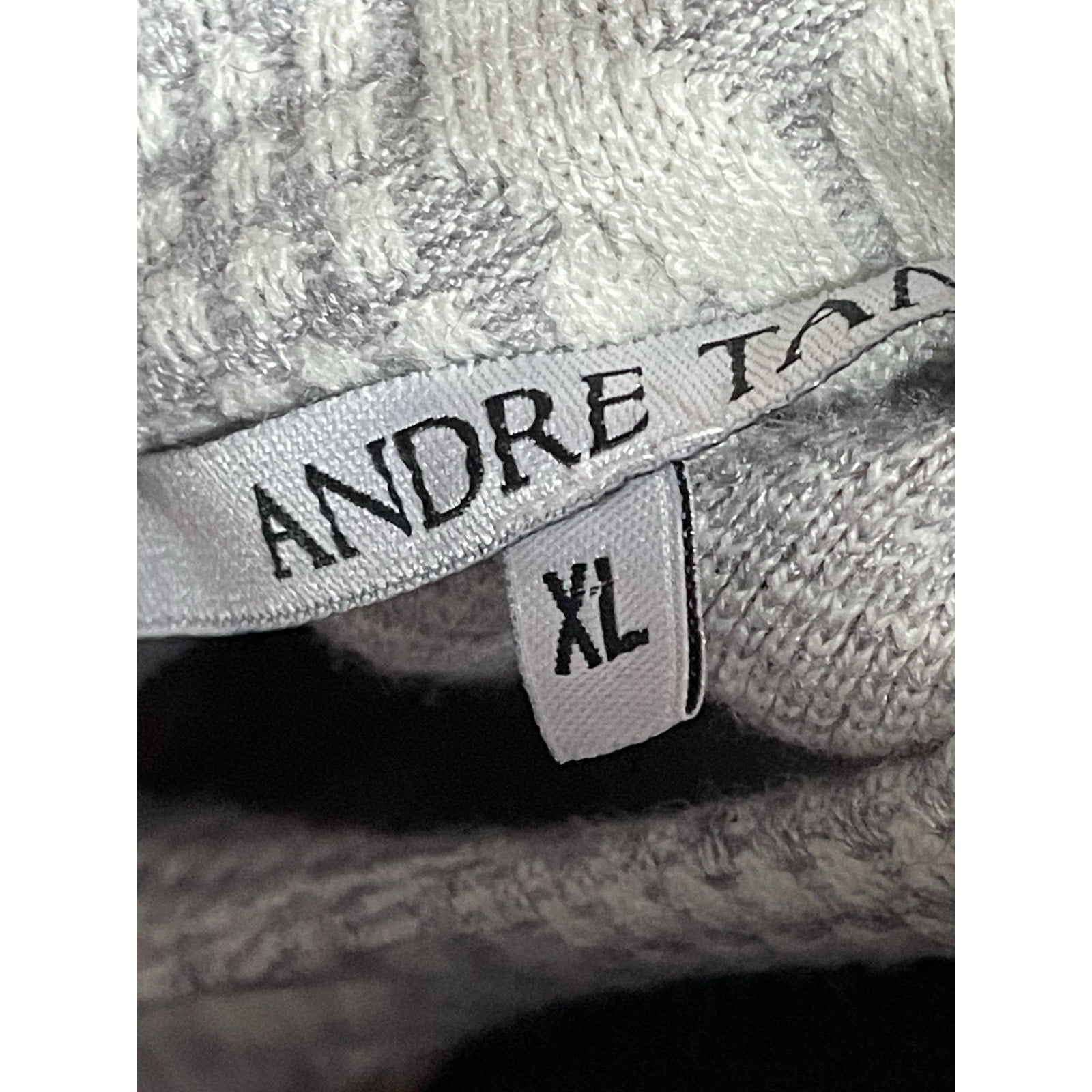 Andre Tan Knit Dress – Gray & Beige, XL Knee-Length Cozy