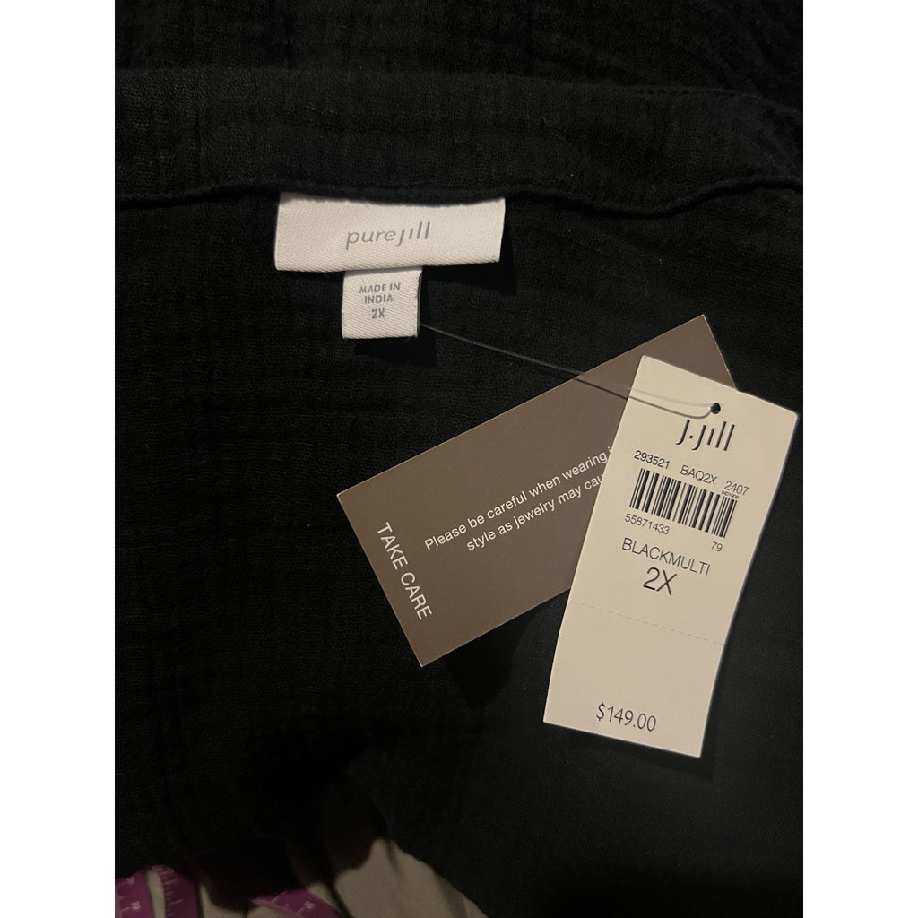 J. Jill Pure Jill embroidered cotton gauze black jacket Women’s 2X New