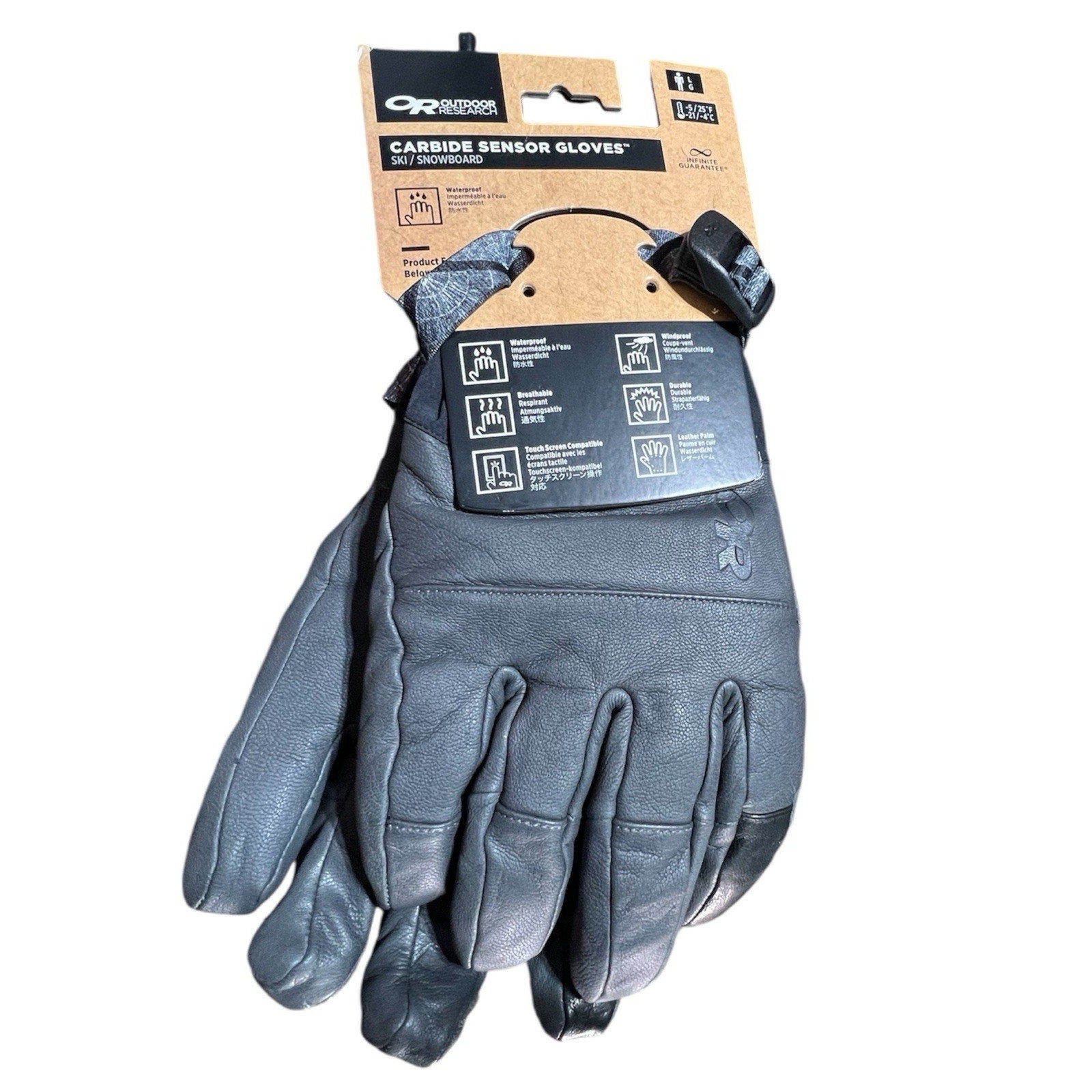 Outdoor Research Men’s Carbide Sensor Gloves - Black Storm, Size Large NWT