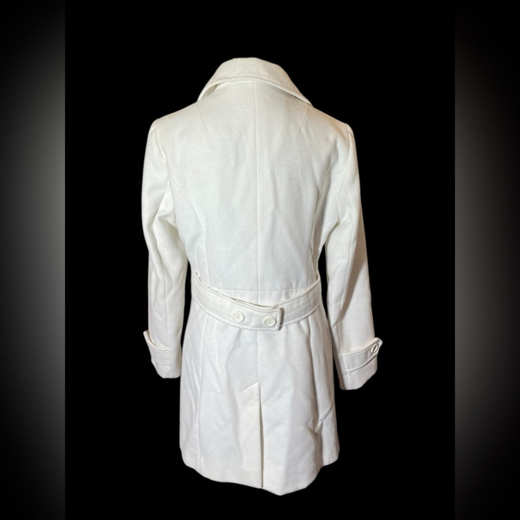 Risskio Ivory Wool-Blend Peacoat, Women's Small, Made in Italy.