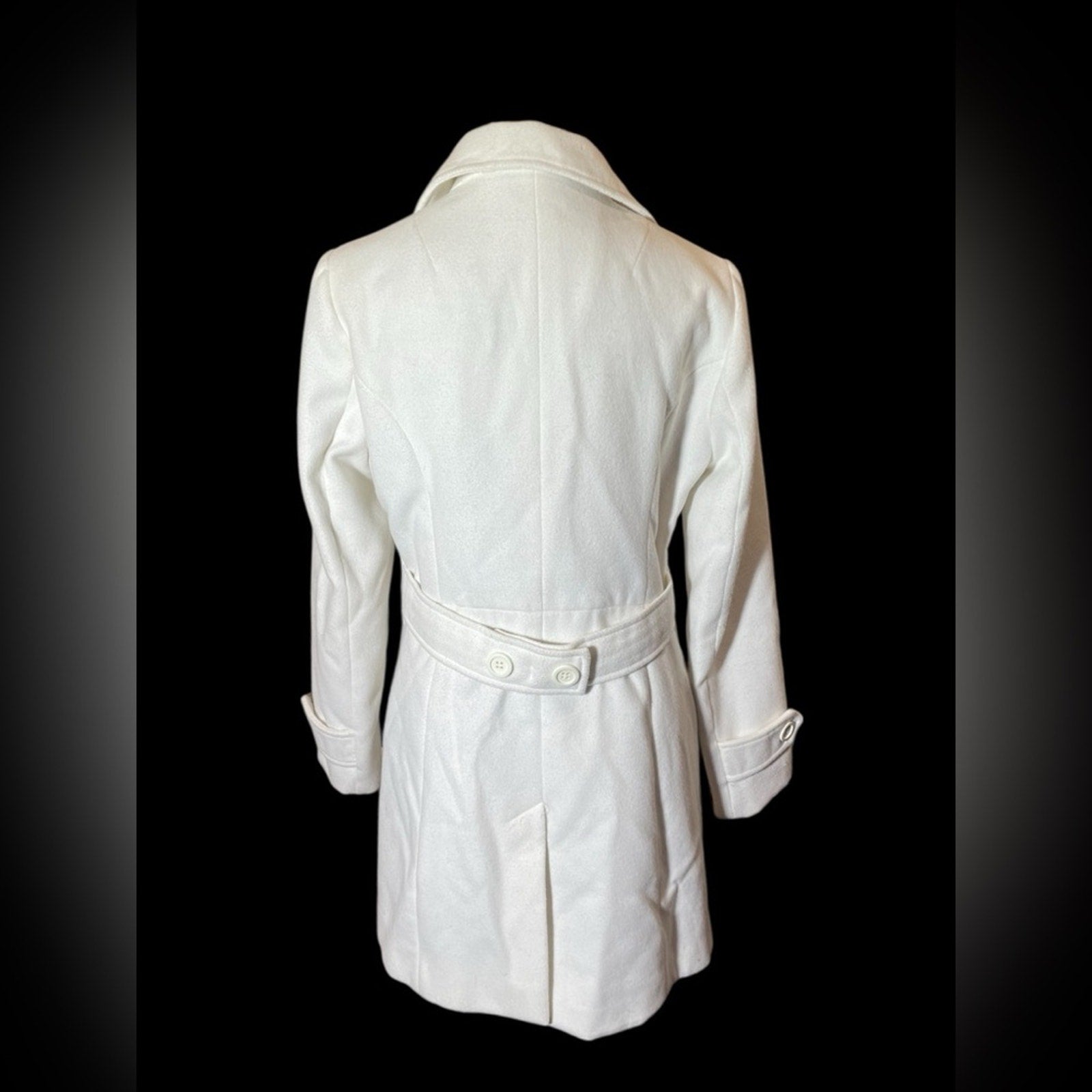 Risskio Ivory Wool-Blend Peacoat, Women's Small, Made in Italy.