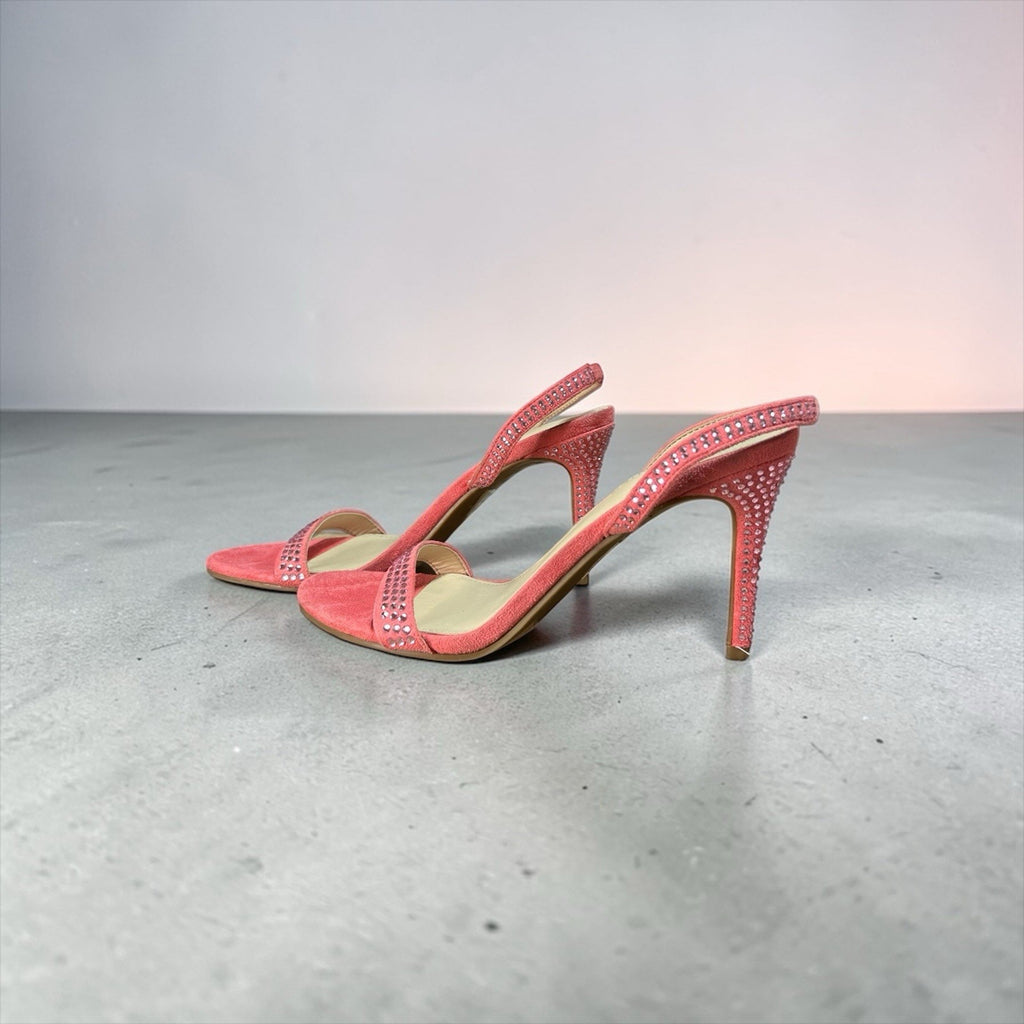 Marc Fisher Betila Rhinestone Embellished Slingback Sandals in a pink color 8M