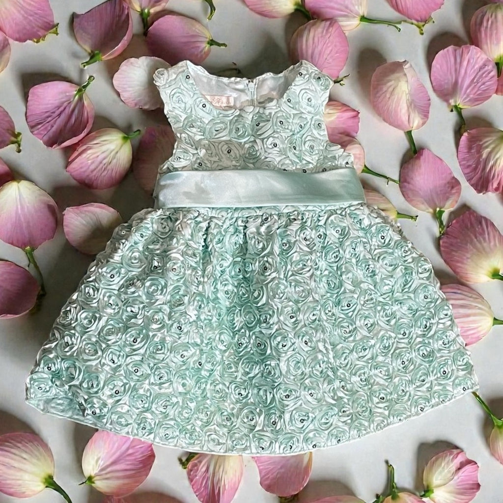 American Princess 18-Month Mint Floral Dress, Like New