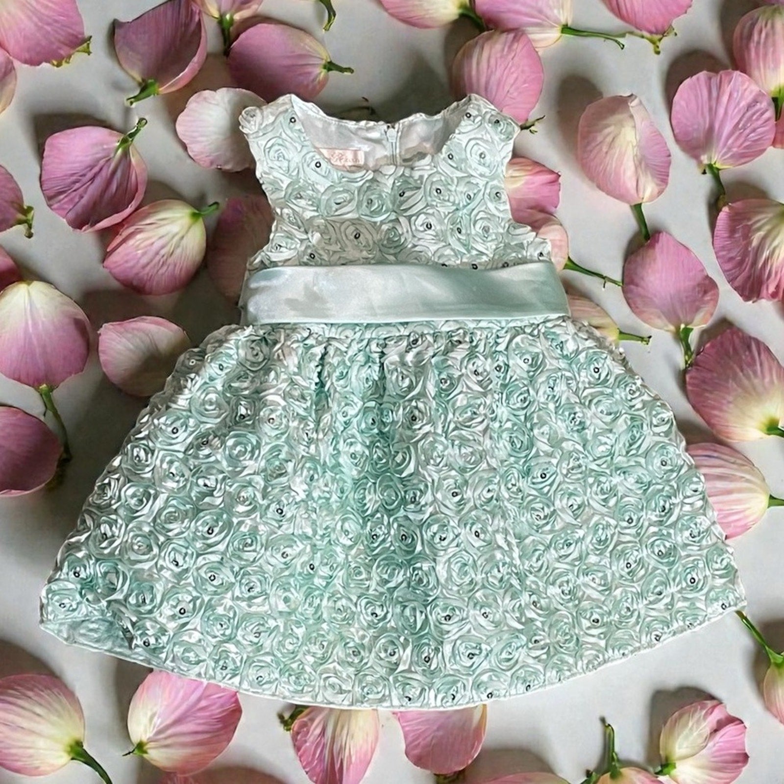 American Princess 18-Month Mint Floral Dress, Like New