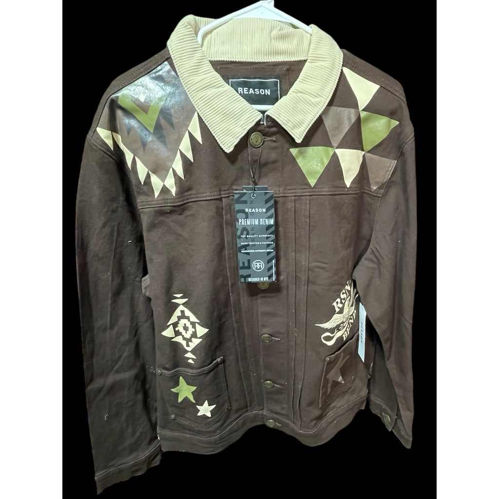Reason Brand Brown Denim Jacket NWT Mens XL