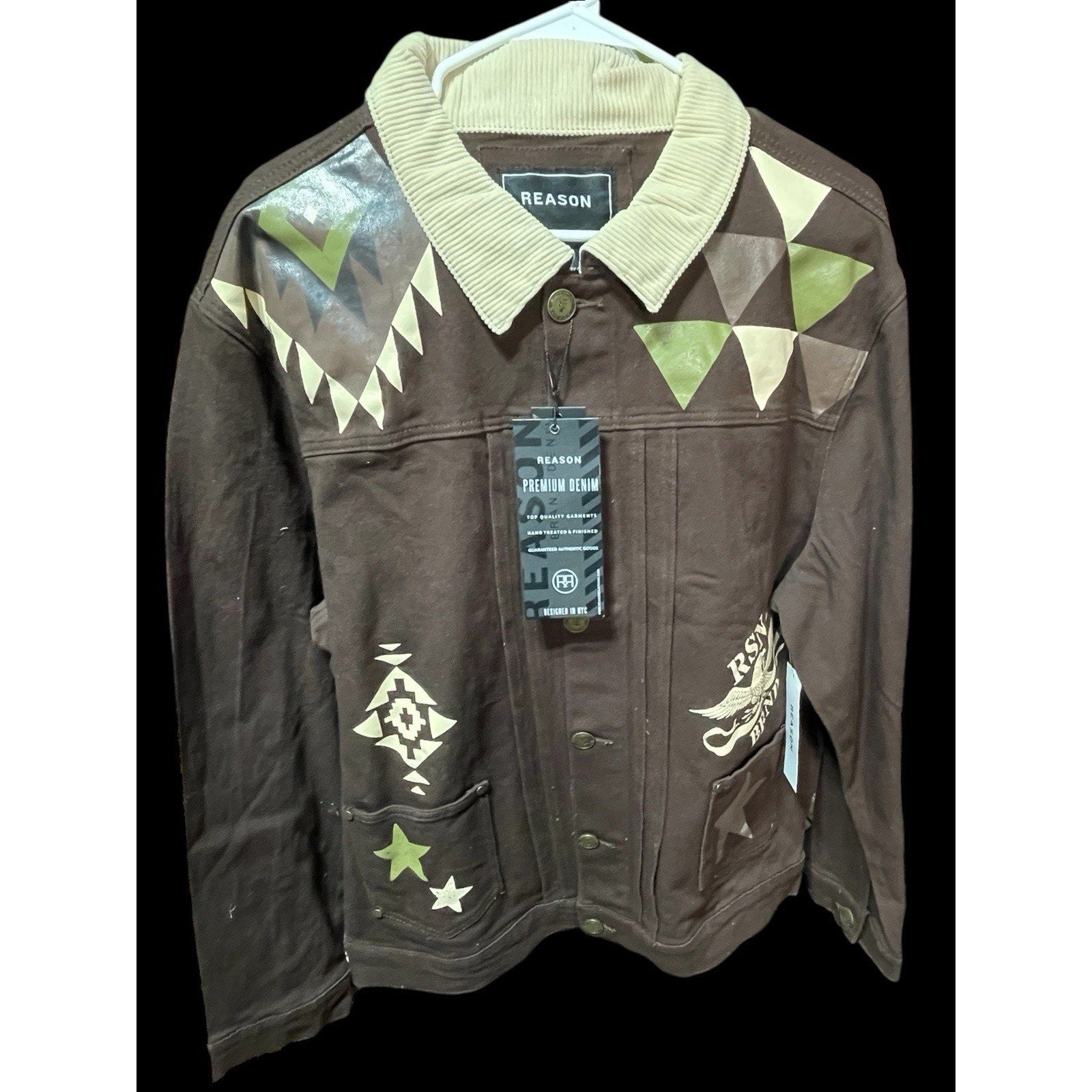 Reason Brand Brown Denim Jacket NWT Mens XL