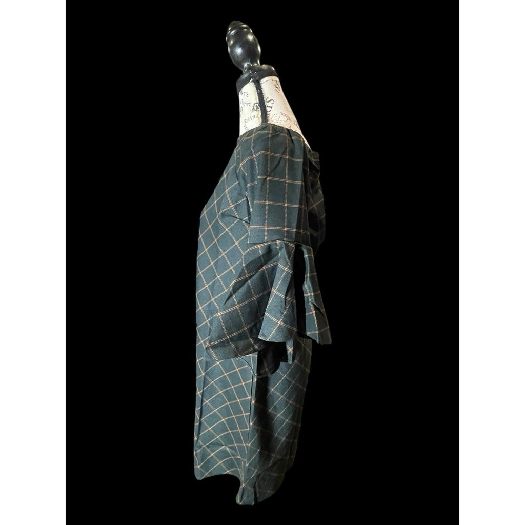 Hayden Plaid Mini Dress, Small - Bell Sleeves, NWT