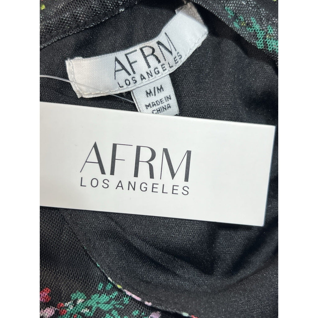 AFRM Black Floral Knee Length Dress Women’s Size M