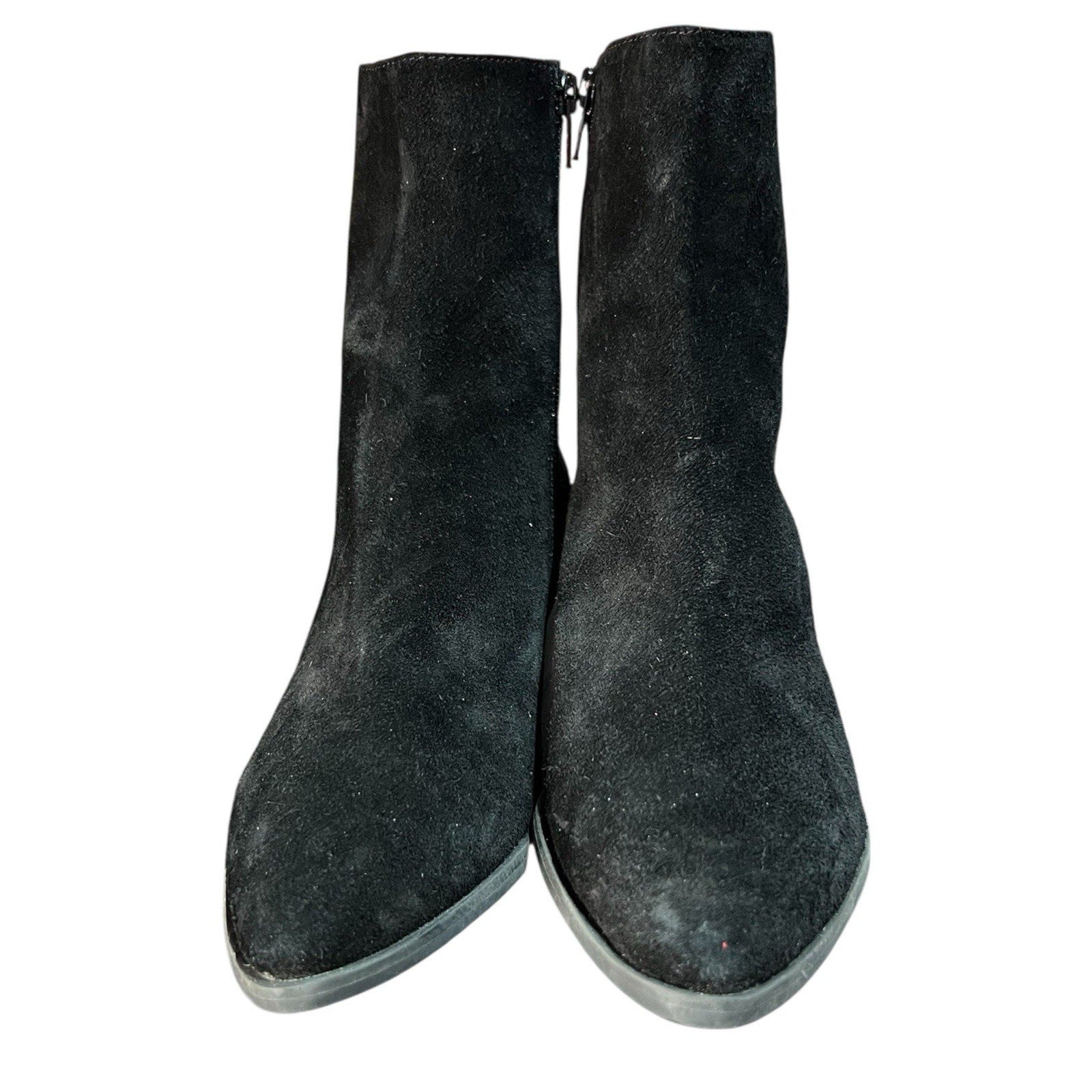 Lisa Vickey Black Suede Ankle Booties Women’s Size 7M With 2 In Heel