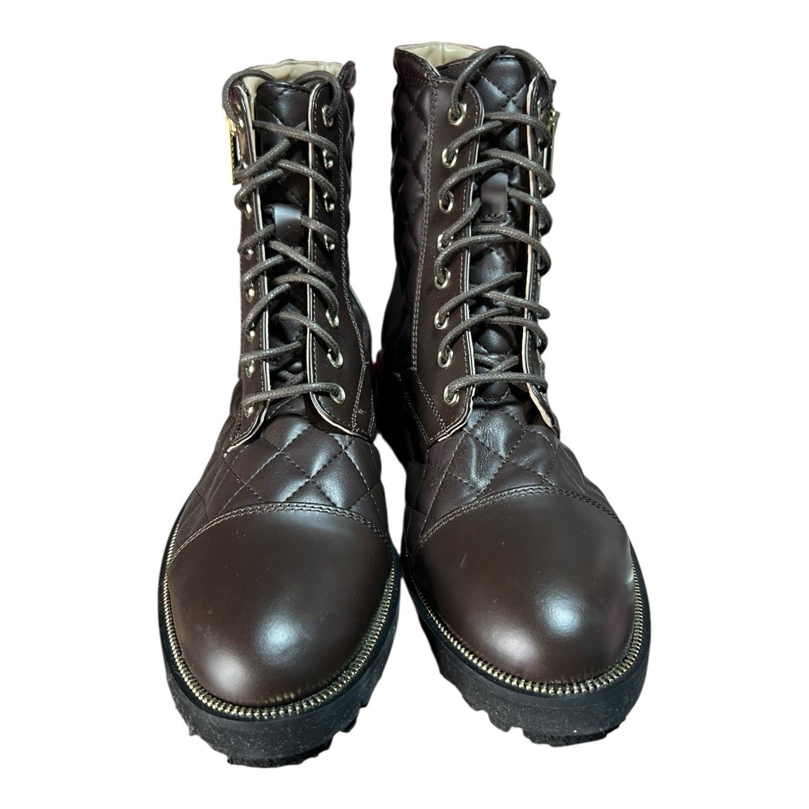 Ron White Tiffany Combat Boot Brown Calf Leather Women’s Shoe Size 7.5