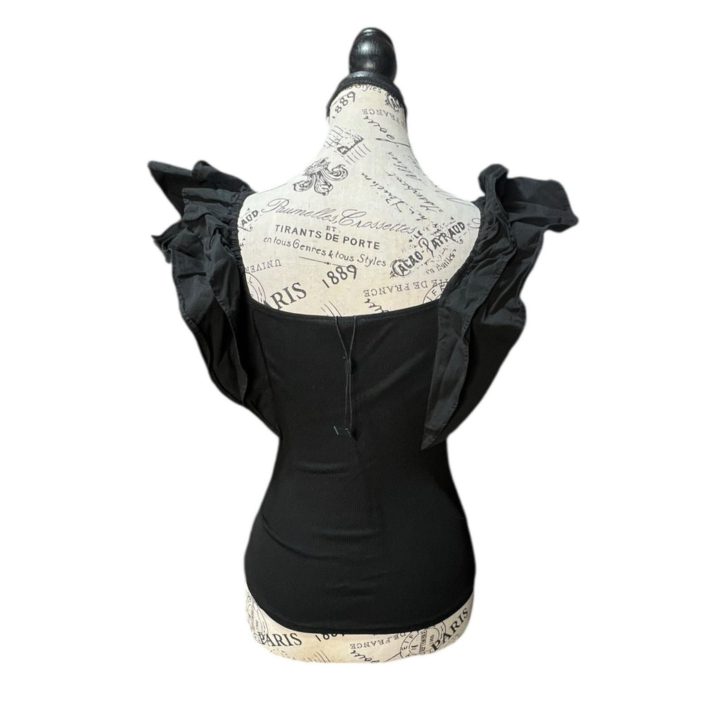 Joe’s Women’s Black Blouse With Ruffle Cap Sleeve Size XS
