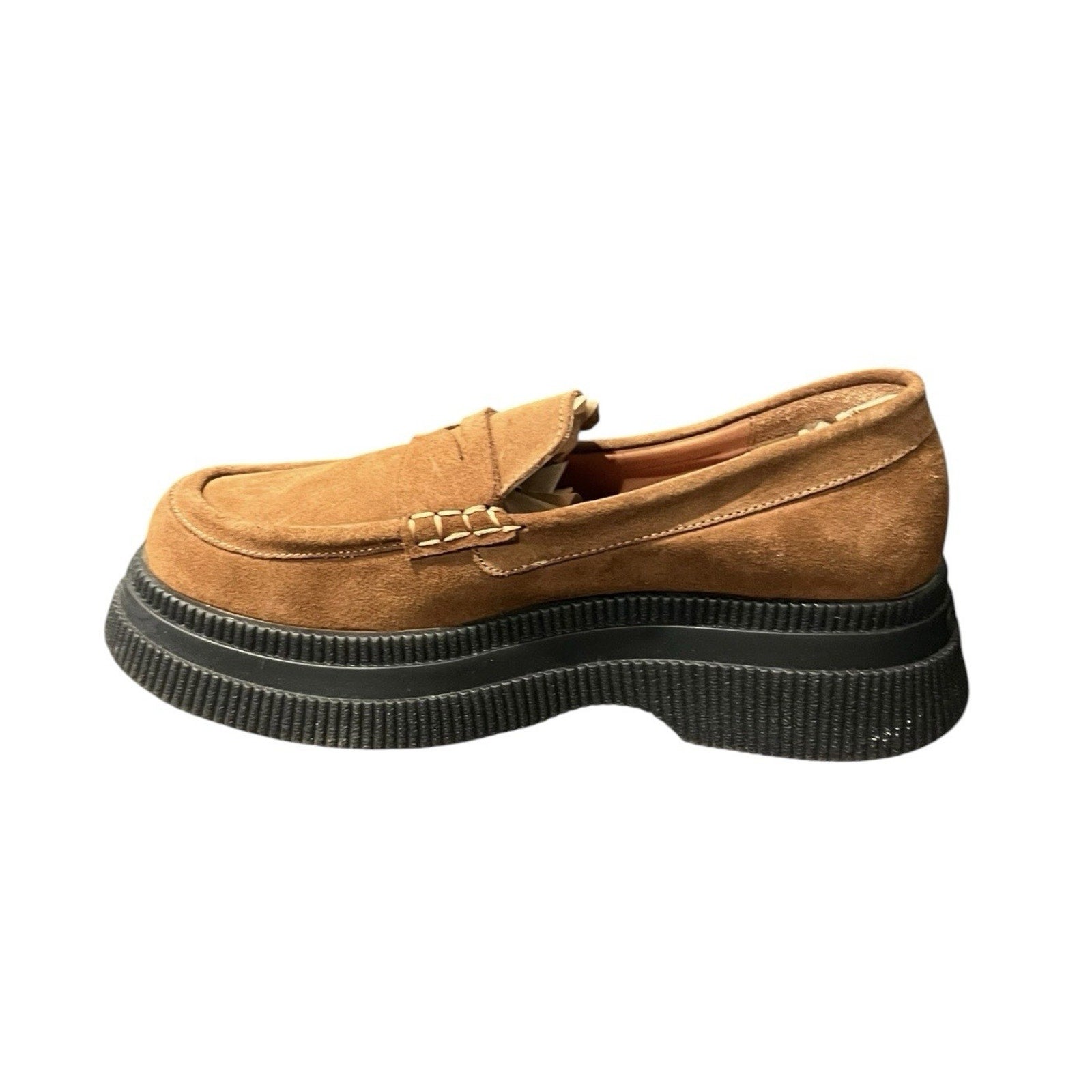 GANNI Creeper Wallaby Men’s platform loafers in a brown suede cognac EU Size 43