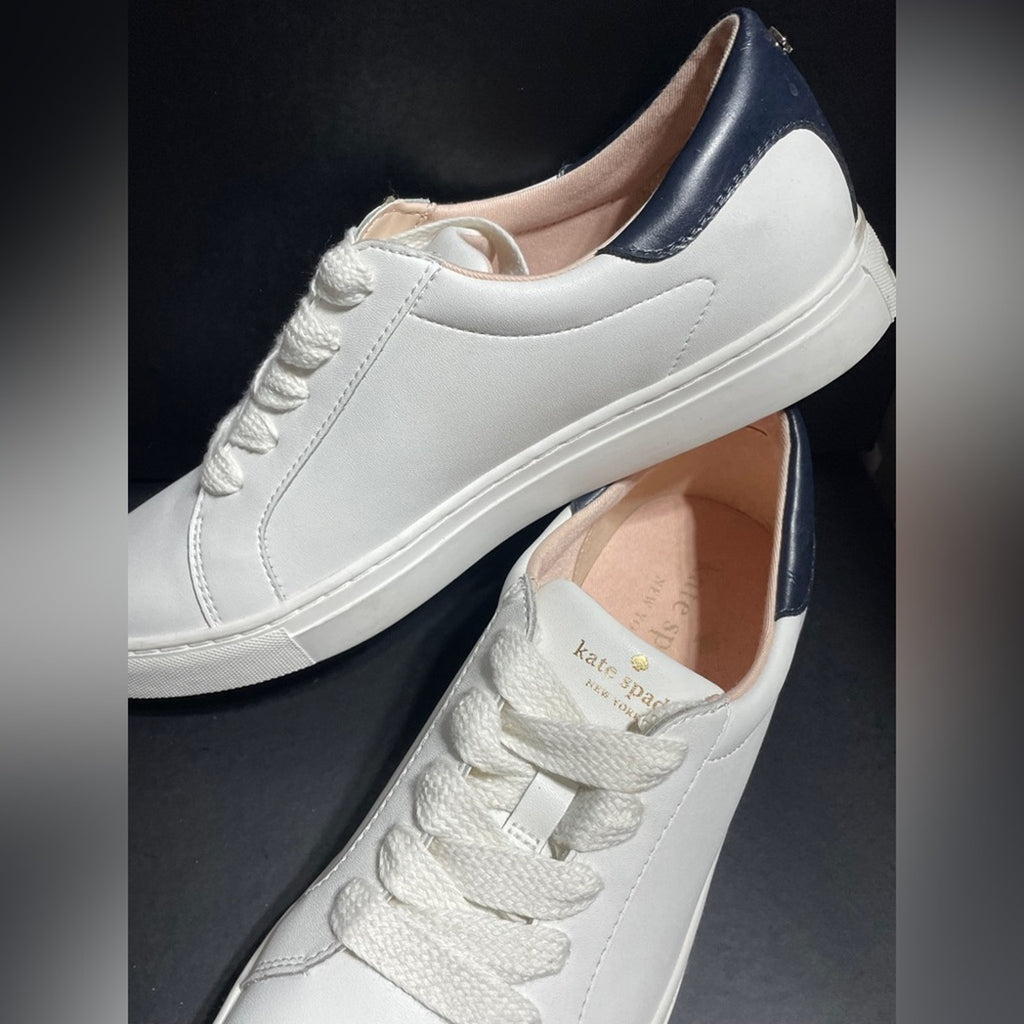 Kate Spade Alana White and Navy Blue Women’s Sneakers NWOB SZ 10 B
