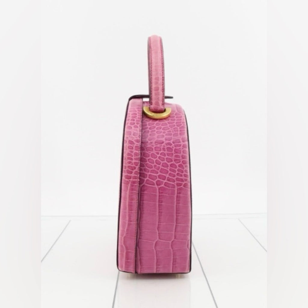 Celine Pink Crocodile-Embossed Women's Hand bag