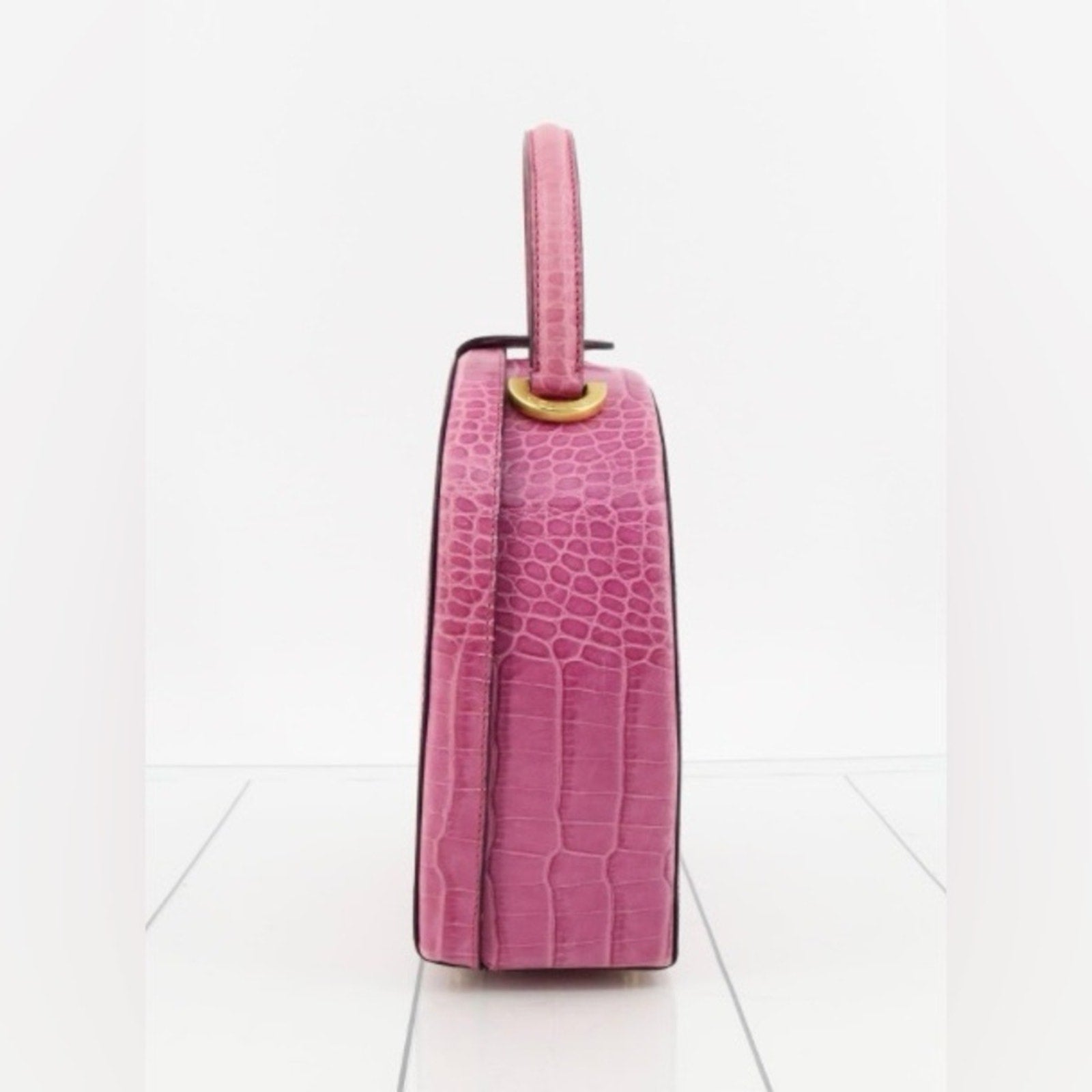 Celine Pink Crocodile-Embossed Women's Hand bag