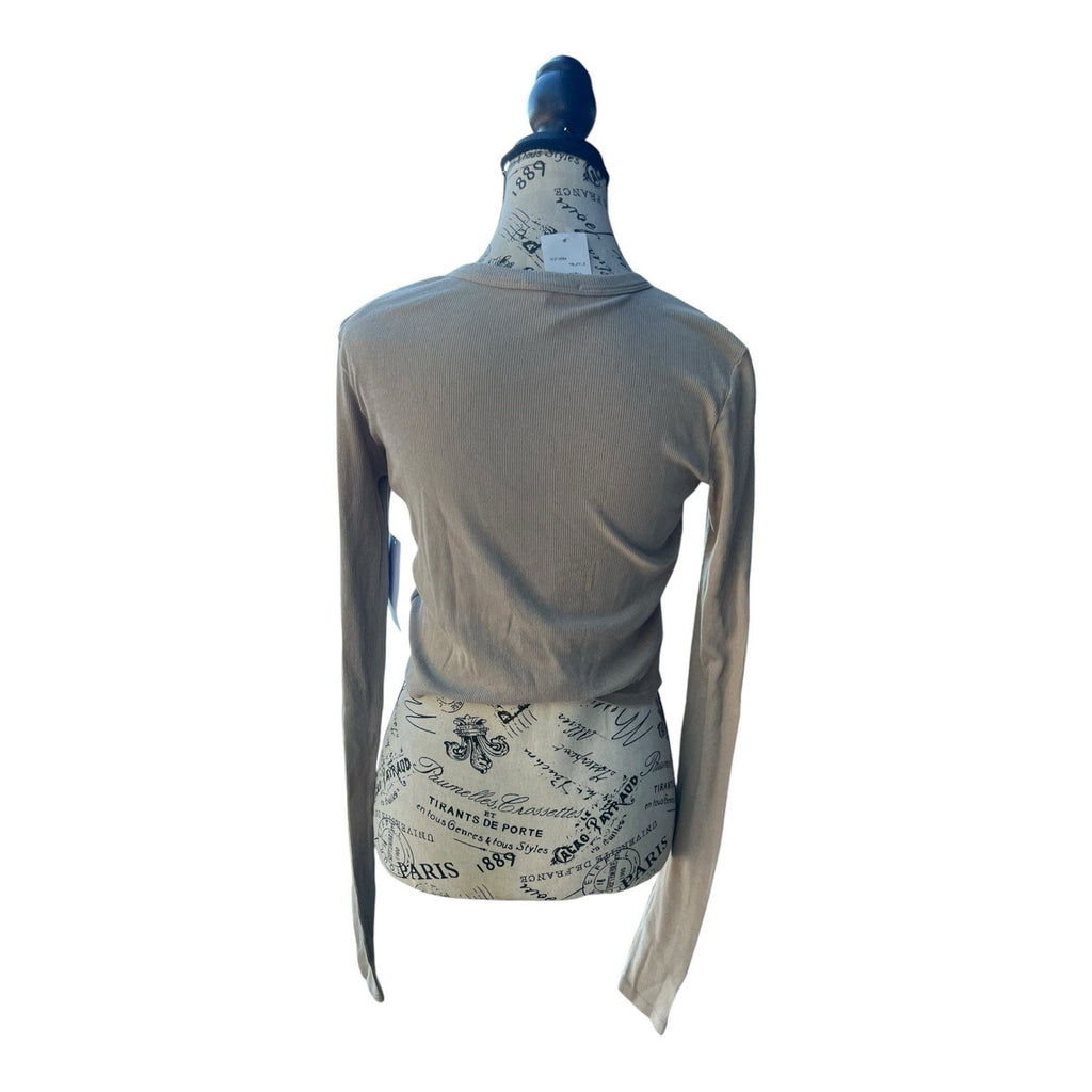 Cotton Citizen Verona Ribbed Long Sleeve Crop Top, Size Large New